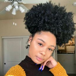 Brazilian Virgin Kinky Curly Ponytail Human Hair Drawstring Short Hight Ponytail Afro KINKY CULRY Hair Clip in Ponytail For Black Women