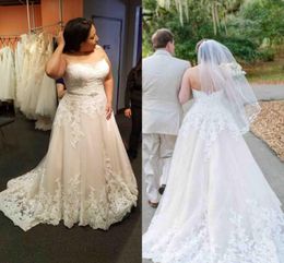 2019 plus size romantic Wedding Dress Sweetheart tulle lace Applique Bridal Gowns custom made cheap sweep train country Vestido De noiva