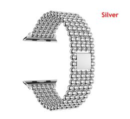 5 Bead Stainless Steel Metal Watch Band for Apple Watch Series 4 Bracelet Strap Black Silver Gold Butterfly Clasp watchband 44mm 40mm