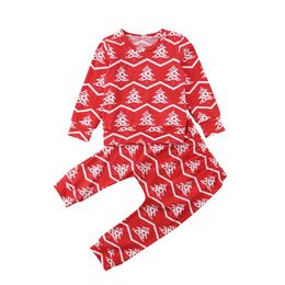 Christmas Baby Clothing Infant Baby Boy Girl Clothes Tops Pants Cotton 2PCS Outfit Kids Pajamas Set Toddler Children Boutique Clothing Xmas