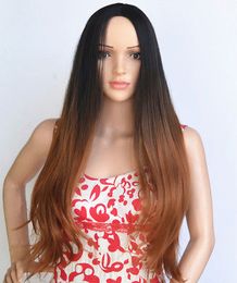 Women's Wigs Hair Cosplay Wig Ombre Dark Blonde Long Hair Full Wig 1PCS