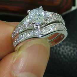 Fashion Jewellery Engagement Jewellery 5A zircon cz 10KT White Gold Filled Wedding Ring Set Sz 5-10 Gift Free shipping