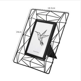 Iron Frame Simple Hollow 6 Inch Photo Frame for Table Creative Desktop Bed Cabinet Living Room Decoration