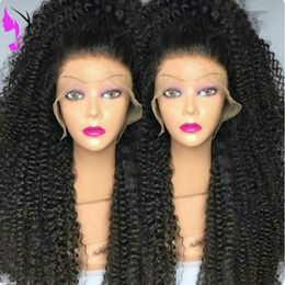 180density Lace Front synthetic hair Wigs Brazilian kinky Curly Lace Front Wig Pre Plucked Kinky Curly Lace Wig For Black Women
