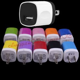 Quick Charging 5V 1A Colourful Home Plug USB Charger Power adapter for iphone 5 6 7 for samsung s6 s7 htc lg for mp3 gps