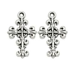 200pcs/lot Silver Plated Alloy Cross Charms Pendants for Jewellery Accessories Making Findings 23x14mm