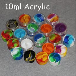 hot 3ml 10ml acrylic shield silicone jars dab wax containers wax silicon jar container storage box nonstick dab bho oil jars vape holder