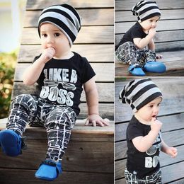 Baby Clothes Infant Kids Clothing Sets Summer Autumn Newborn Baby Boys Outfits Short Sleeve Letter T-shirt Tops+Trousers Pants 2Pcs Sets