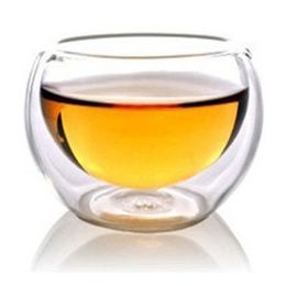 Best Heat 6 Pieces/lot Double Wall Glass Tea Cup Double Teapot Coffee Tea Set Puer Cup With Philtre Durable Tea Set Preference