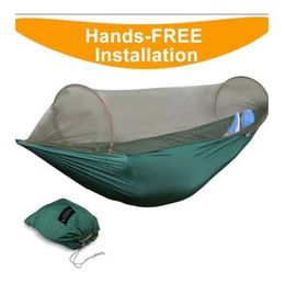 Smartlife Outdoor Parachute Automatic Openning Hammock Portable Camping Hammock with Mosquito Nets Single Person Hammock Swing
