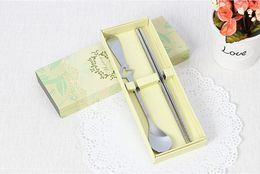 80 Sets Wedding Favors Gifts Heart Shape Stainless-Steel Fork Spoon Chopsticks 2 Pieces in One Set