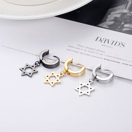 15Pairs Wholesale Gold/Black/Silver Plated Stainless Steel Huggie Cross Star Charm Earrings for Gift