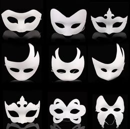 DIY hand painted Halloween white face mask crown butterfly blank paper mask masquerade cosplay mask kid draw party masks props SN144