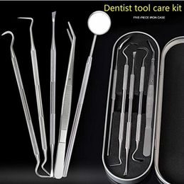 5pcs Dental Tools Kit,Dental tweezers Tartar Scraper and Sickle Scaler,Remover Teeth with Mouth Mirror Teeth Cleaning Tools for Home Use