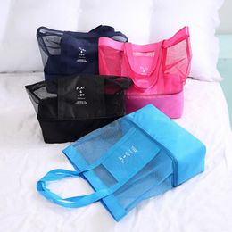 Handheld Make Up OrganizerInsulated Cooler Picnic Bag Mesh Beach Tote food Drink Storage Bag free shipping