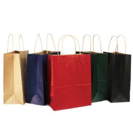 10 Colours Kraft Paper Bag Brown Paper Festival Gift Bag Paper Shopping Bag Food Packing Bags