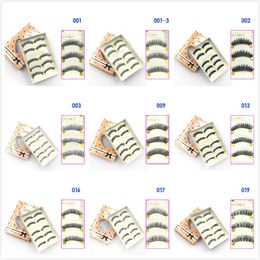 5 Pairs False Eyelashes Fake Lashes 27 Styles Natural Black Long Cross Thick Party Eye Makeup Cosmetic Tools for Lady Women with Retail Boxes