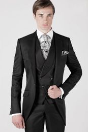 New Fashion One Button Black Groom Tuxedos Groomsmen Blazer Excellent Men Business Formal Prom Party Suits(Jacket+Pants+Tie+Vest) NO;935