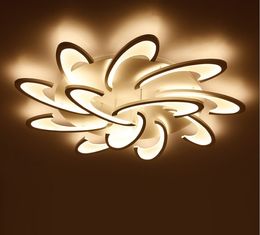 Surface Mounted Modern LED Ceiling Lights Chandelier For Living Room Bedroom White / Black Chandeliers Acrylice Lampshade Lamp Lighting LLFA