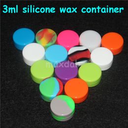 Nonstick wax containers silicone box 3ml silicon container food grade jars dab tool storage jar oil holder silicone barrel dab rigs