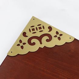 10 pieces antique brass corner bracket furniture desk cabinet jewelry box wood box hardware corner hollow lace flower corner