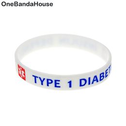 1PC Type 1 Diabetic Silicone Wristband White What Better Way To Carry The Message Than With A Daily Reminder