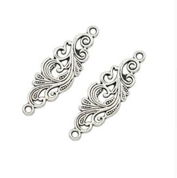 100Pcs/lot Silver Plated Connectors Link Pendant Charms For Jewellery Making Findings 30x10mm