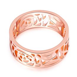 Top Quality Fashion Trendy 8mm 18k rose gold Plated Flower Vintage Wedding bands Rings For Women hollow Design anillo246P