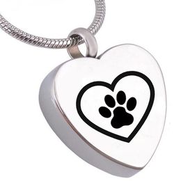 fashion paw print Cremation Urn Jewelry heart Memorial Ash Keepsake Necklace