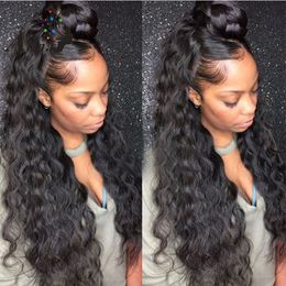 Natural Color Deep Curly Lace Front Wigs With Baby Hair Deep Wave Glueless Peruvian Virgin Human Hair Lace Front Wigs For Black Women