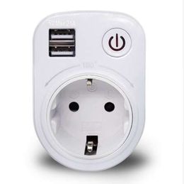 Dual USB Port 2.1A Wall Charger Power Adapter Travel Electrical Socket Switch and AC Outlet EU/US/UK Plug