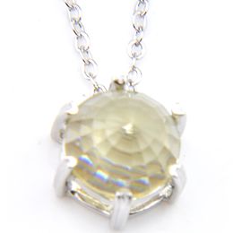 10Pcs Luckyshine Fashion Wedding Pendants Jewellery Round Topaz Crystal Gemstone Women Silver Pendants Necklaces
