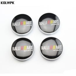 4pcs 60mm NEW Car Styling Accessories Emblem Badge Sticker Wheel Hub Caps Centre Cover for RALLIART MITSUBISHI LANCER PAJERO