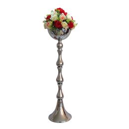 10PCS/LOT 95 cm Flower Vase Silver Metal Flower Rack Wedding Table Centrepiece Event Road Lead For Party Home Decoration