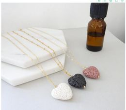 Heart Lava Stone Diffuser Long Necklace Hot Aromatherapy Essential Oil Diffuser Necklaces Black Lava Pendant Jewellery