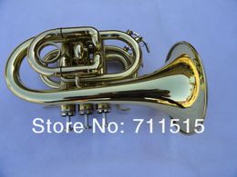 High Quality Brass Bb Pocket Trumpet Gold Plated Descending Bb Trumpet Professional Musical Instruments Free Shipping