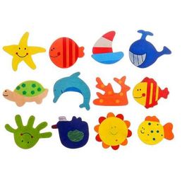 12pcs Colorful Wood Cartoon Animal Fridge Magnet Child Kids Educational Toys Home Decor DIY Refrigerator Sticker