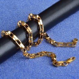 Women Men 20 INCHS Chain Necklaces Colar de Ouro Square Box Chain gold Colour Statement Necklace 18kgp Fashion Jewellery 4mm