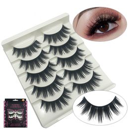 5 Pairs 3D False Eyelashes Thick Long Handmade Fake Eye Lashes for Beauty Makeup Individual Eyelash Extensions Fiber Lash Kit