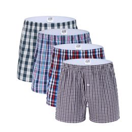 3er-Pack klassische karierte Herren-Boxershorts, Herren-Unterwäsche, Badehose, Baumwollunterwäsche, Boxershorts für Männer, gewebte Homme-Boxer-Pfeil-Höschen