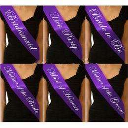 Hen Party Supplies Purple Bride To Be Mother Of The Bridesmaid Satin Sash For Girls Wedding Night 1 45hp ff