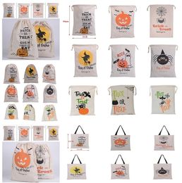 Hot Halloween bags Party Supplies Canvas Candy Bags 15 Styles Drawstring Gift Bag Canvas Santa Sack Stuff Sacks Tote Bags for Halloween