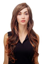 Wig Black-Brown cosplay women's Synthetic Long Hair Wigs 70 Cm