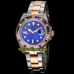 Limited 116613LB-9720 Blue Dial Japan Miyota 8215 Automatic Mens Watch Colorful Diamond Bezel Sapphire Two Tone Rose Gold Case/Band Watches