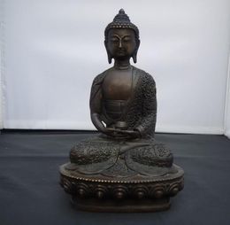 8"Old Tibet Tibetan Buddhis Amitabha bronze buddha statu
