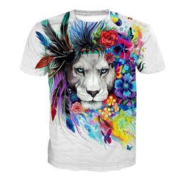 Maglietta colorata 3D di Feather Lion Maglietta sportiva di fitness a maniche corte T-shirt Gothic Lion Tops 2018 Summer Casual Mens Streetwear