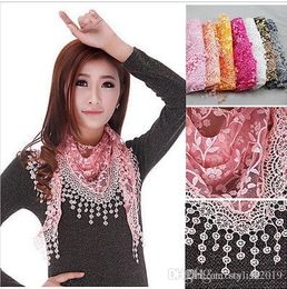 Hot Sale Fashion Infinity Scarves Chiffon Lace Multi 18 Colors Floral Print Wraps DHL Free Shipping W010