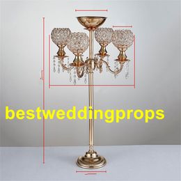 decoration New products elegant Tall gold color crystal stand wedding flower vase for wedding centerpieces & fashion party best0022