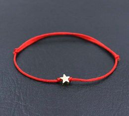50pcs/lot Lucky Golden Star Charms Bracelet For Women Red String Adjustable Bracelet Jewelry