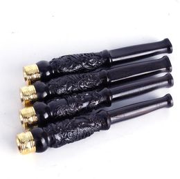 Ebony engraving carved cigarette fittings, circulating cigarette holder filter, cleaning wood smoking set